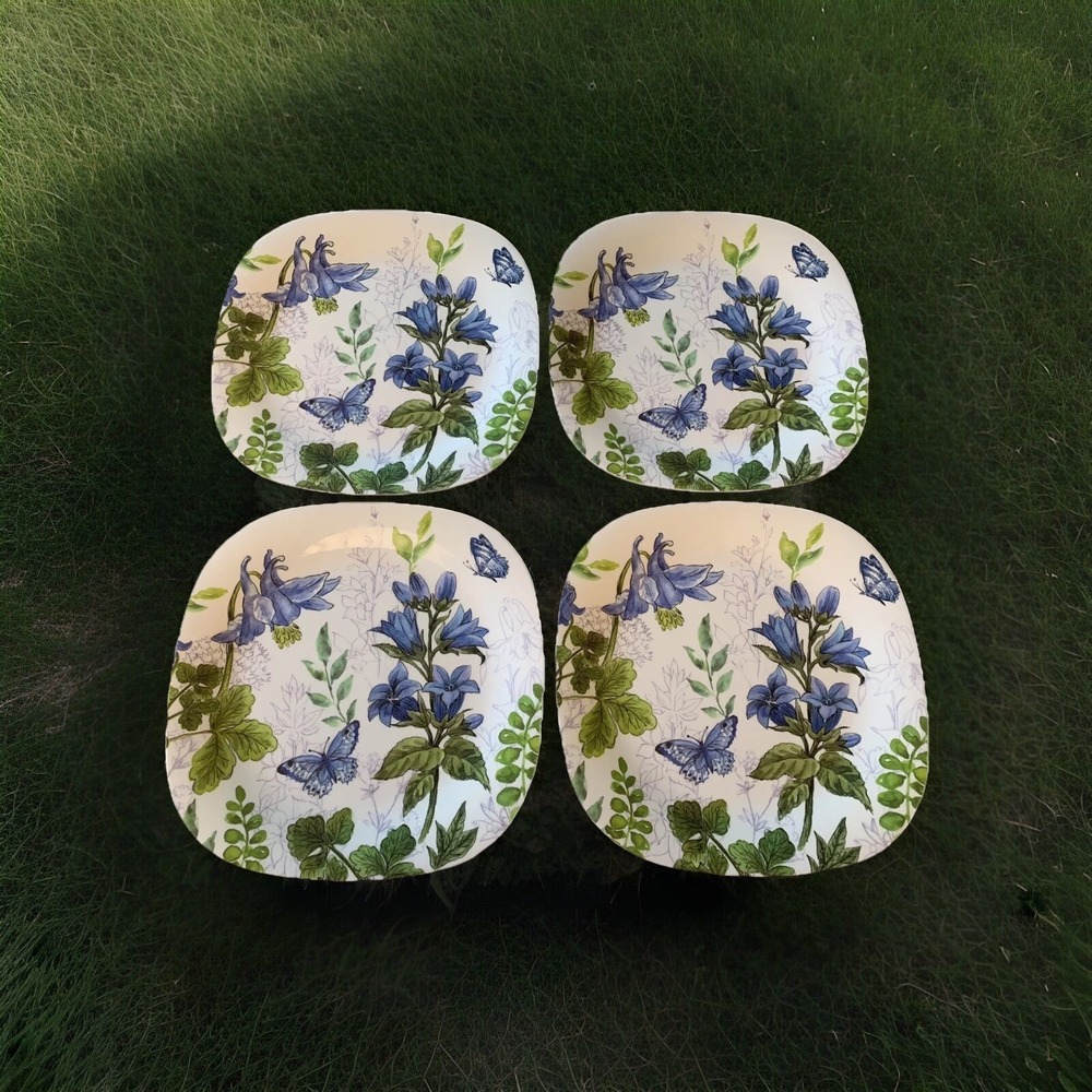 Set of 4 Butterflies Certified International 10" Melamine Plates Elena Vladykina
